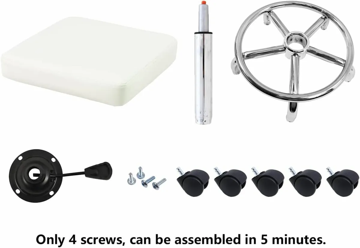 Square Rolling Stool White 28D x 36.5W x 61.3H - Image 3
