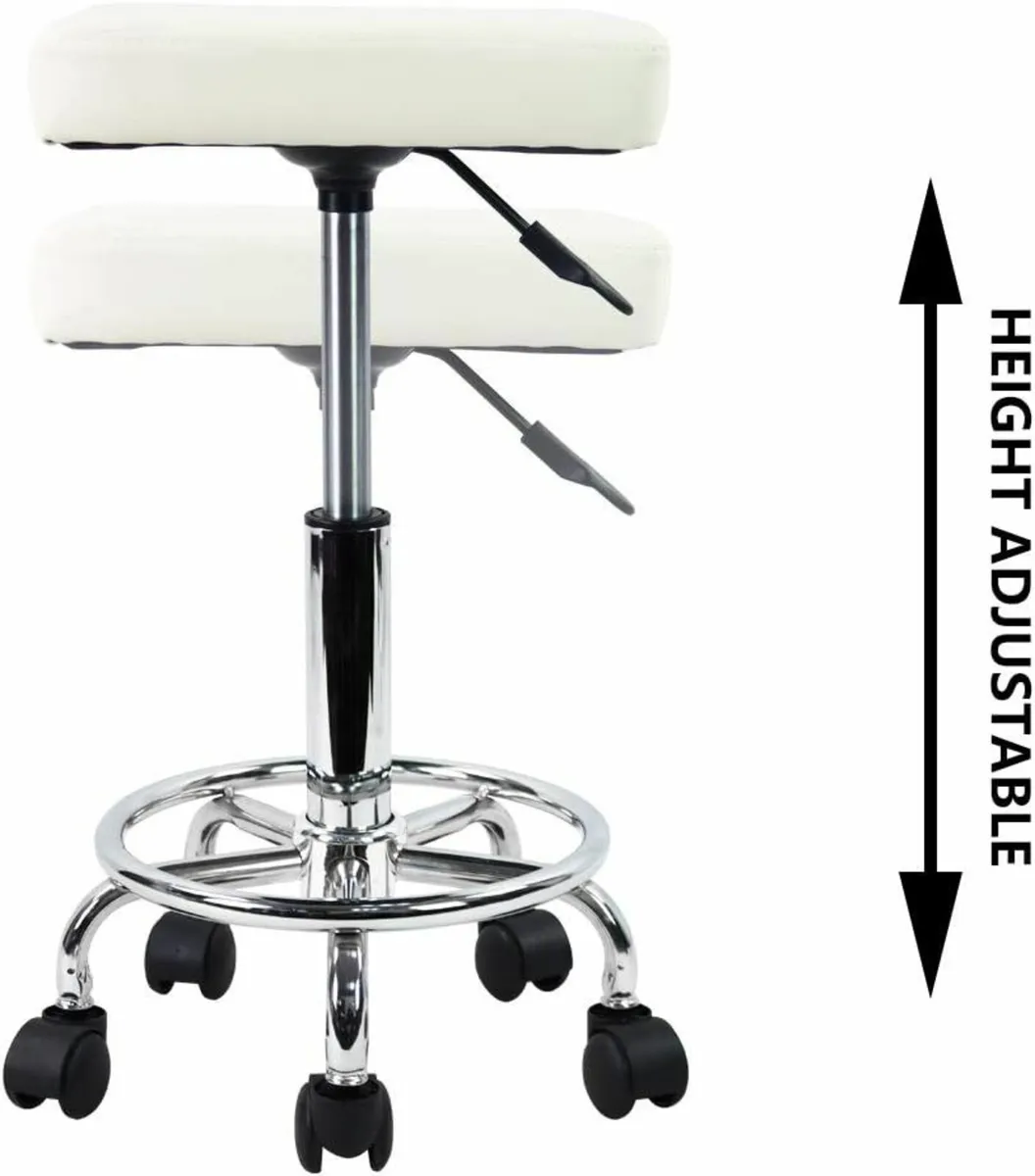 Square Rolling Stool White 28D x 36.5W x 61.3H - Image 4
