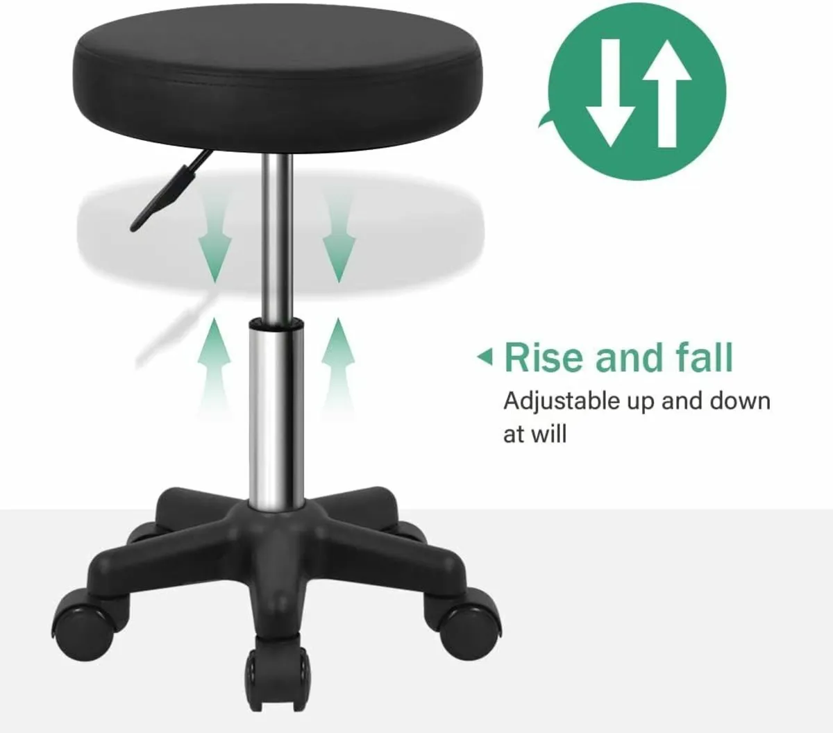 Round Rolling Stool Black 34D x 34W x 43.4H - Image 3