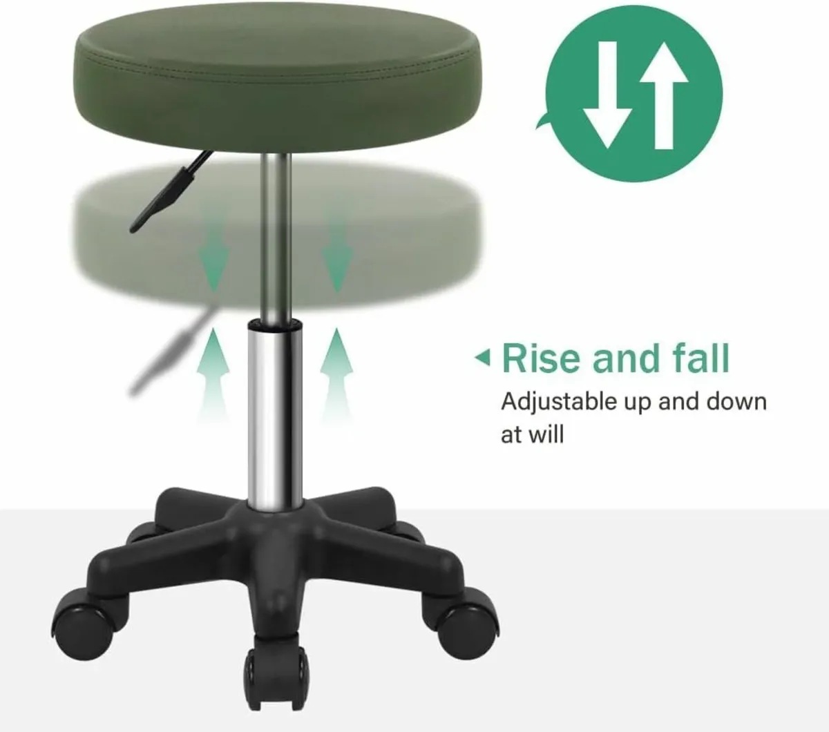 Round Rolling Stool Green 34D x 34W x 43.4H - Image 2