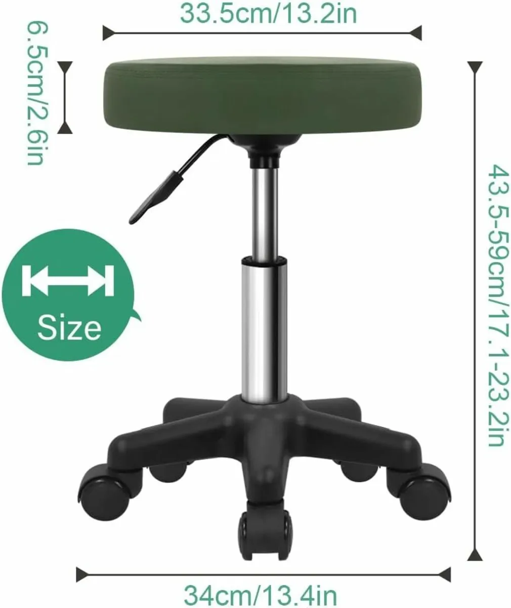 Round Rolling Stool Green 34D x 34W x 43.4H - Image 3