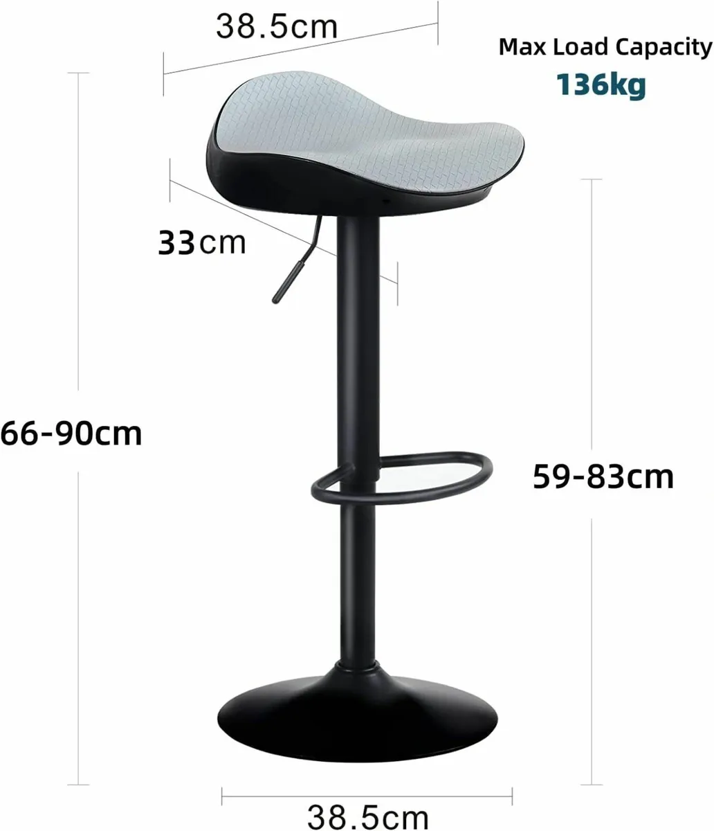 Grey Bar Stools Set of 2 PU Leather 33Dx38Wx 83H - Image 2