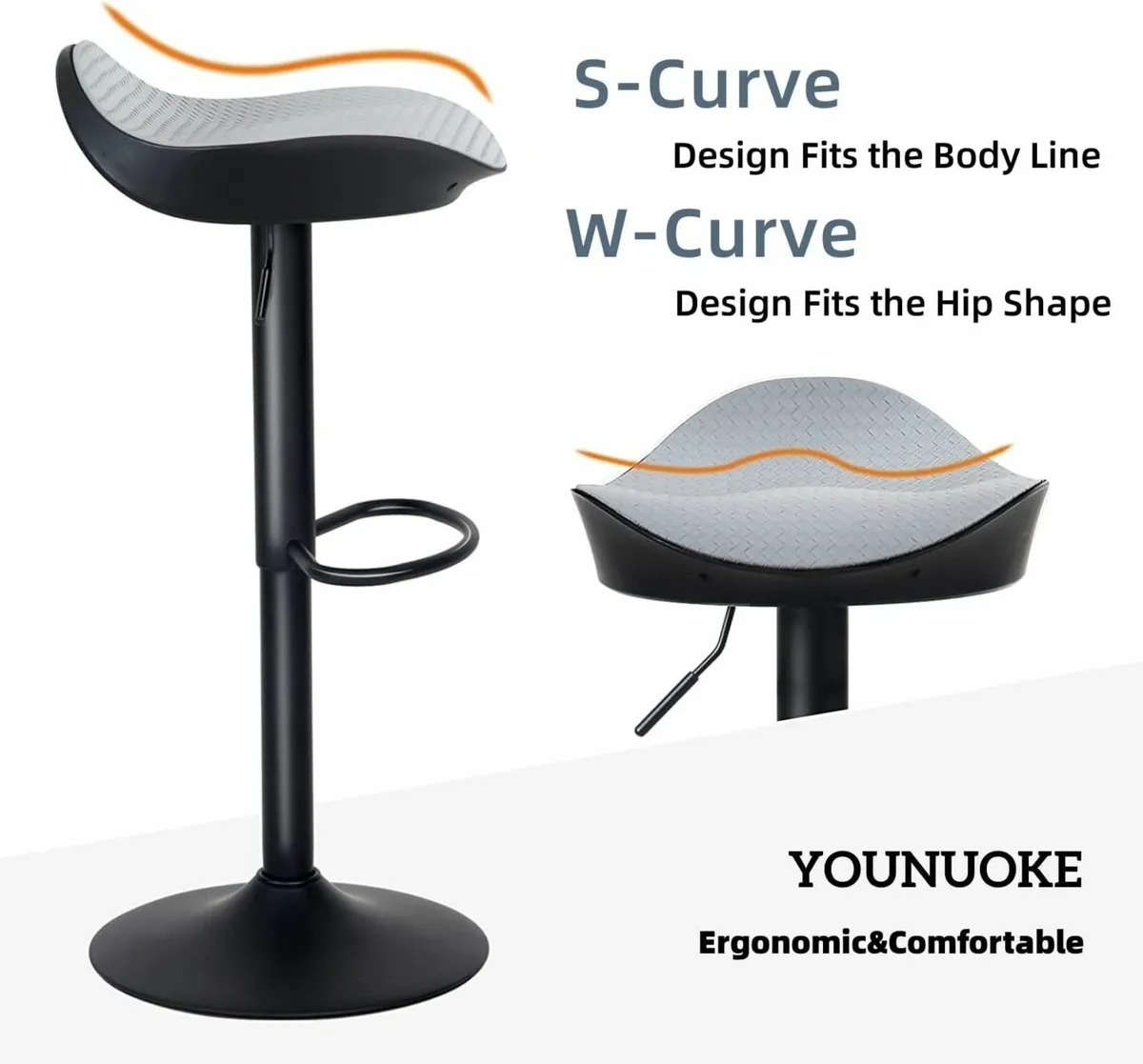 Grey Bar Stools Set of 2 PU Leather 33Dx38Wx 83H - Image 4