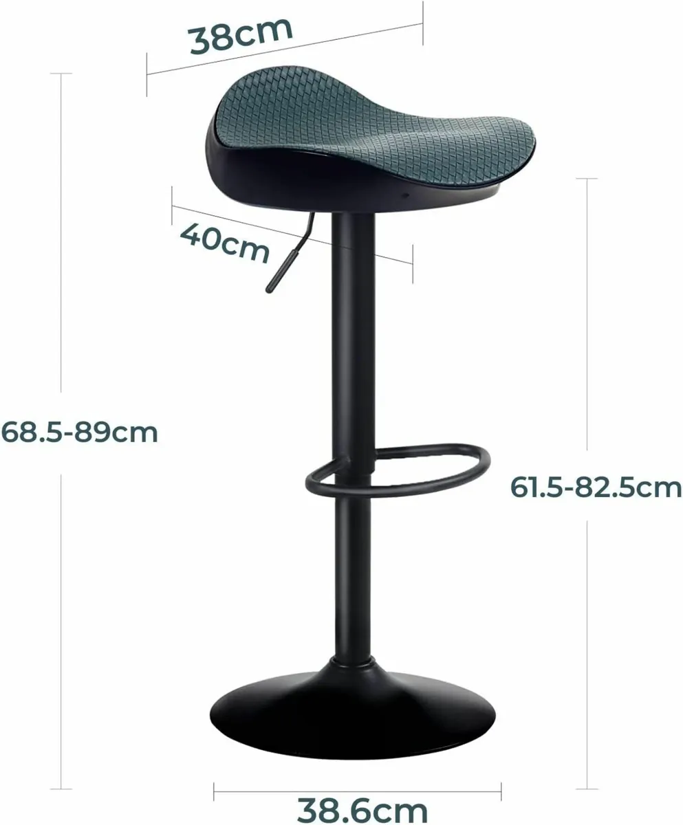 Bar Stools Set of 2 Blue PU Leather 33D x 38W x 8H - Image 2