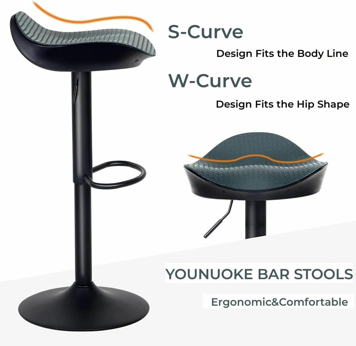 Bar Stools Set of 2 Blue PU Leather 33D x 38W x 8H - Image 4