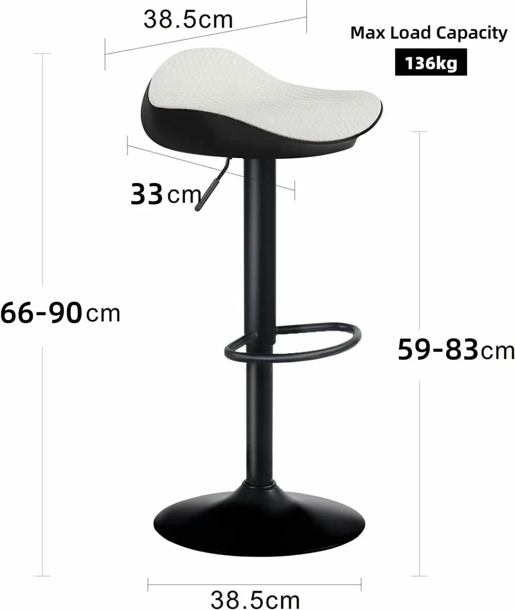 Matte White Bar Stools Set PU Leather 33Dx38Wx83H - Image 2
