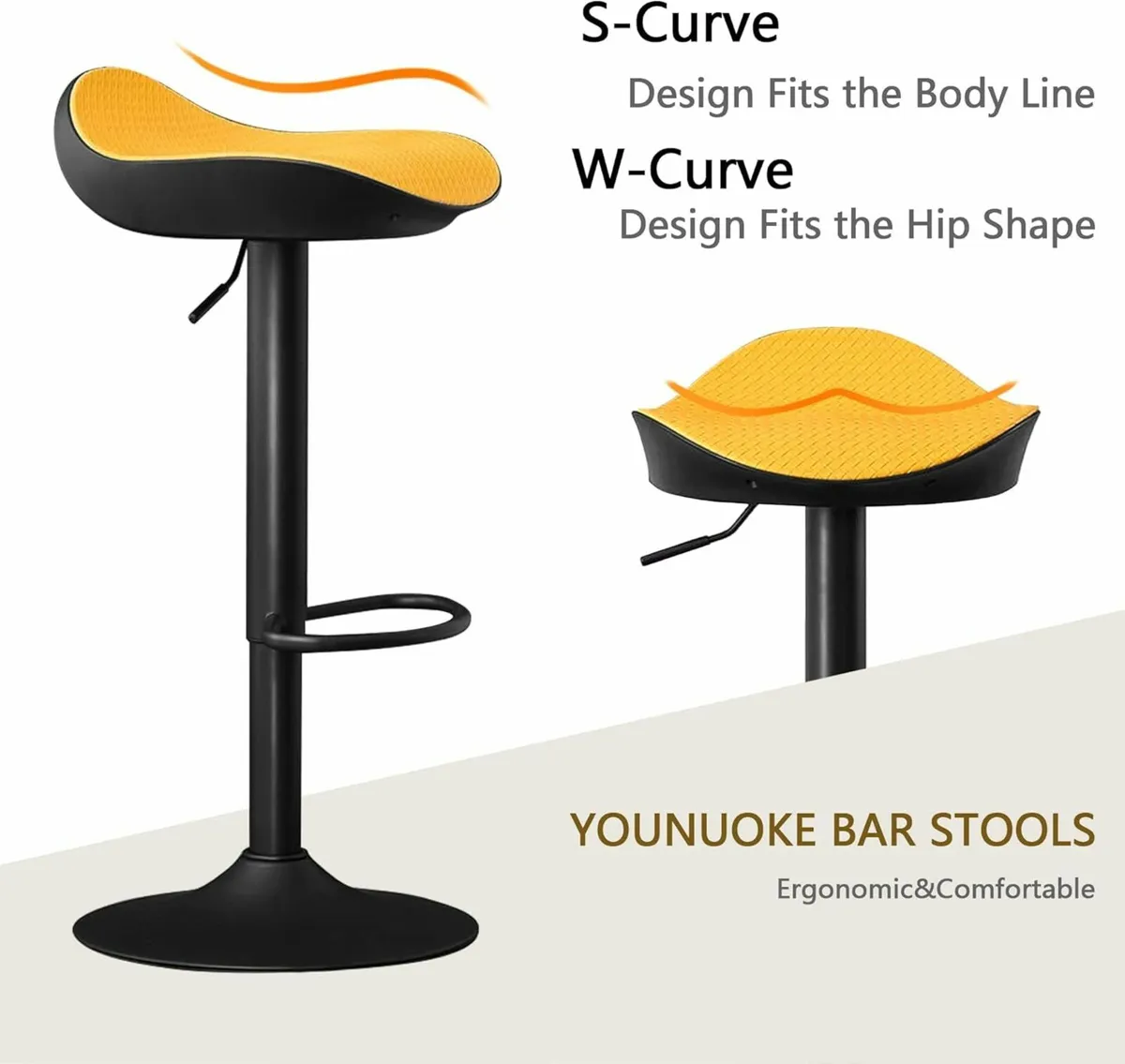 Yellow Bar Stools Set of 2 PU Leather 33Dx38Wx83h - Image 2