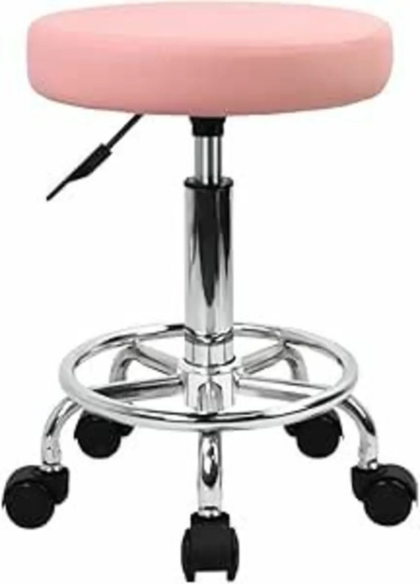 Leather Round Rolling Stool Pink 3.7Dx 33.7Wx 64H - Image 3