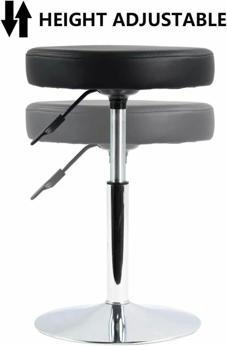 Leather Round  Stool Black 33.8D x 33.8W x 39.1H - Image 2