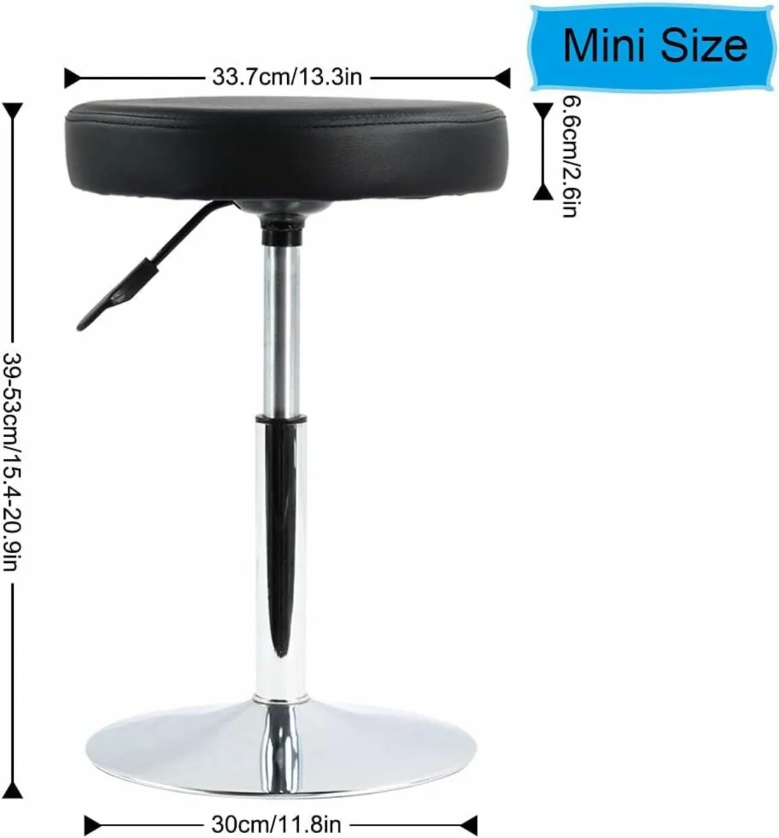 Leather Round  Stool Black 33.8D x 33.8W x 39.1H - Image 3