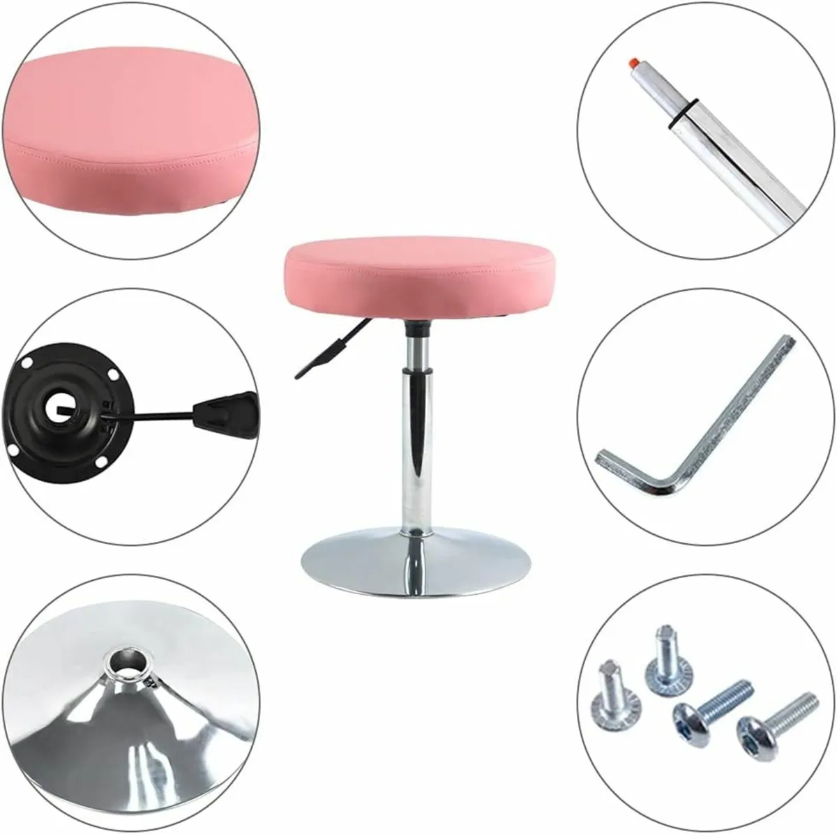 Round Stool Swivel Pink 33.8D x 33.8W x 39.1H - Image 2