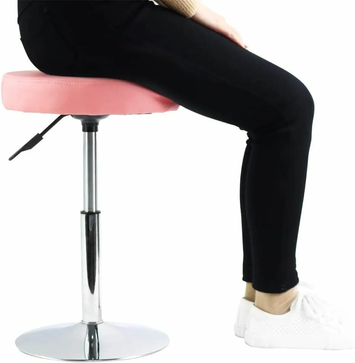 Round Stool Swivel Pink 33.8D x 33.8W x 39.1H - Image 3