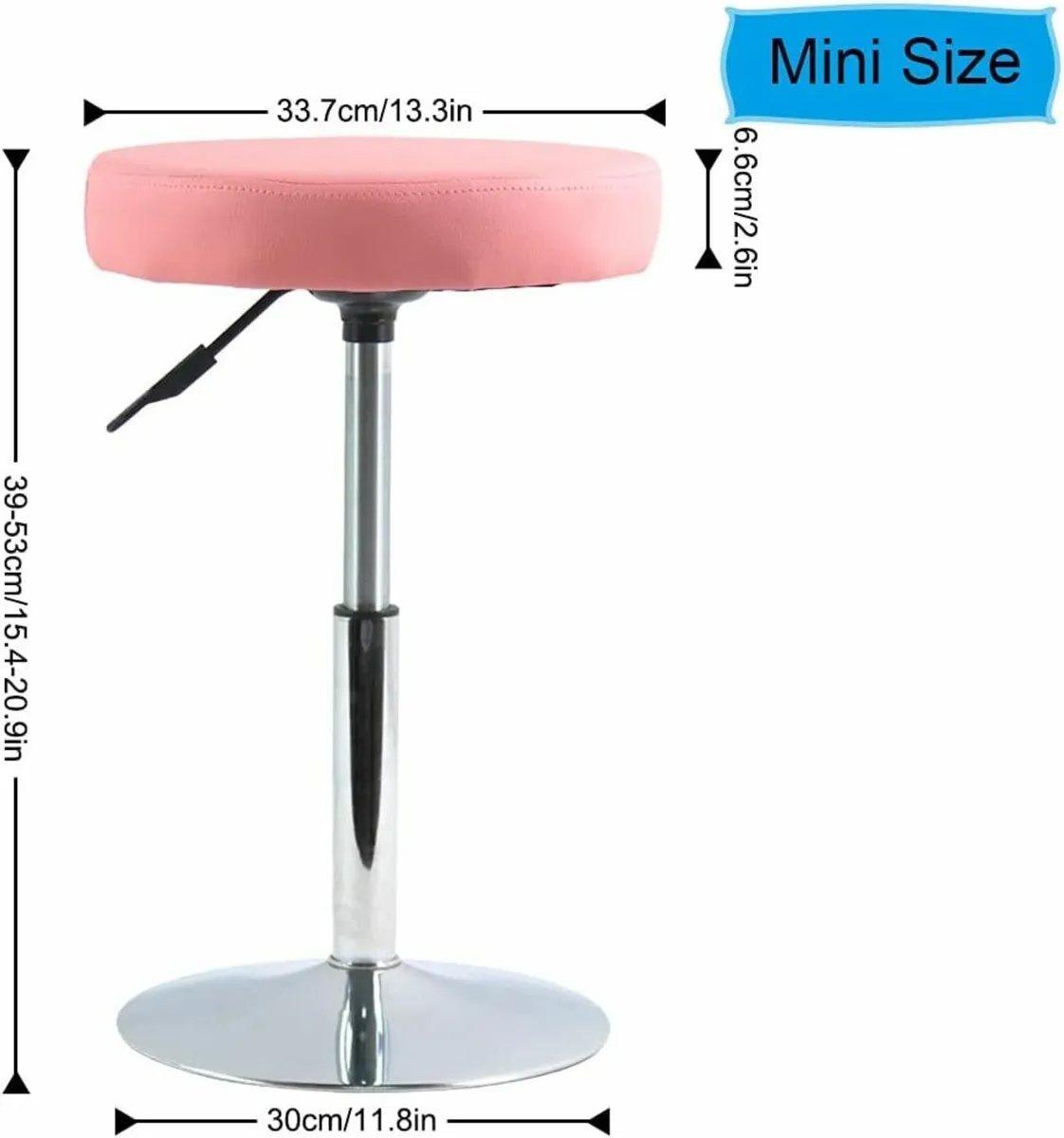 Round Stool Swivel Pink 33.8D x 33.8W x 39.1H - Image 4