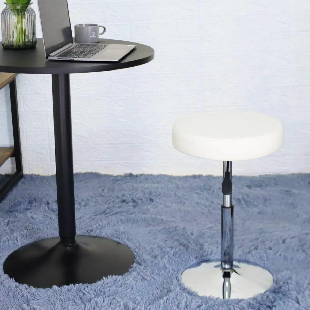 Round Swivel Stool White 33.8D x 33.8W x 39.1H - Image 4