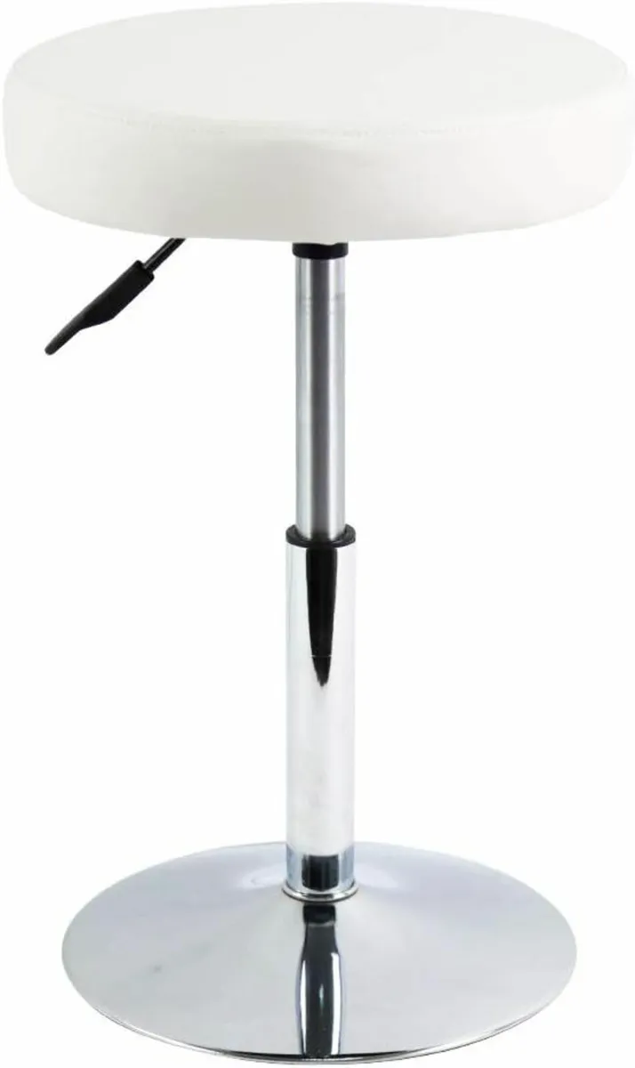 Round Swivel Stool White 33.8D x 33.8W x 39.1H - Image 1