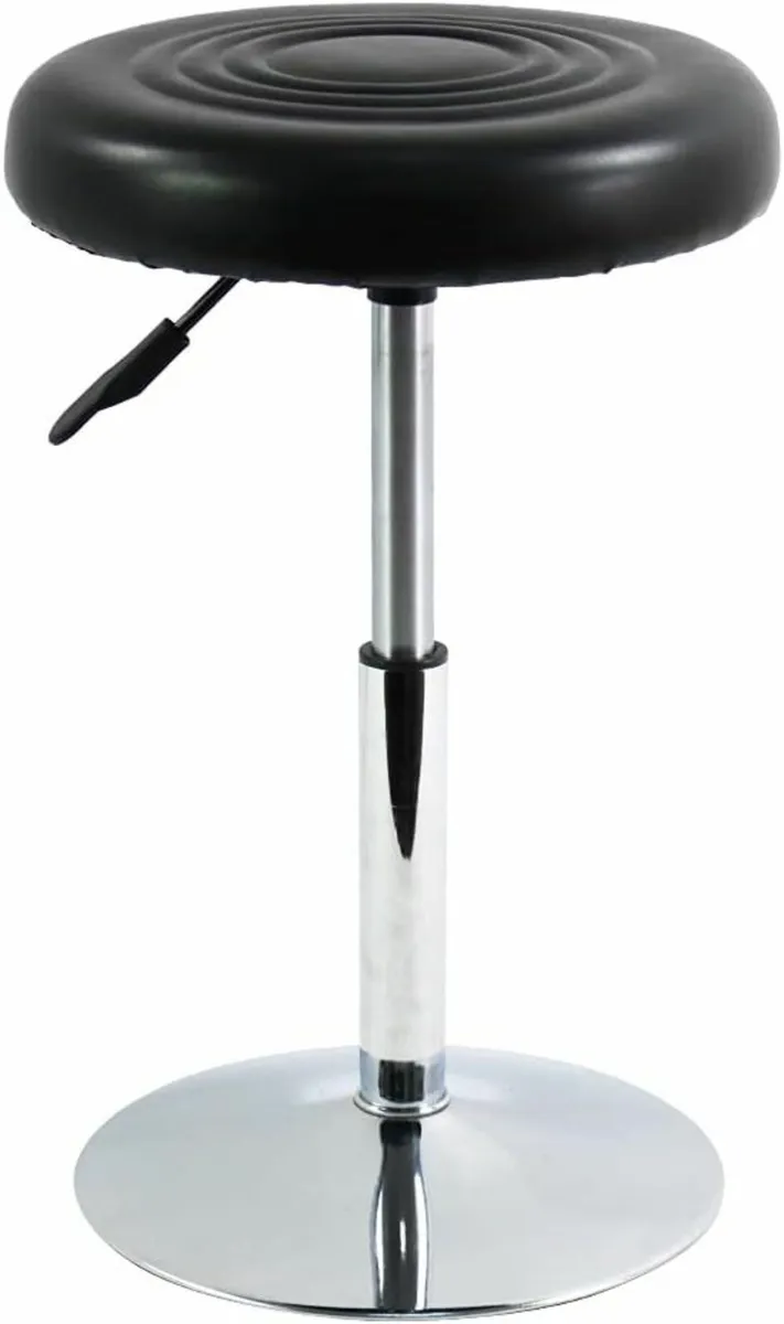 PU Leather Stool Black 33.8D x 33.8W x 38.6H - Image 1