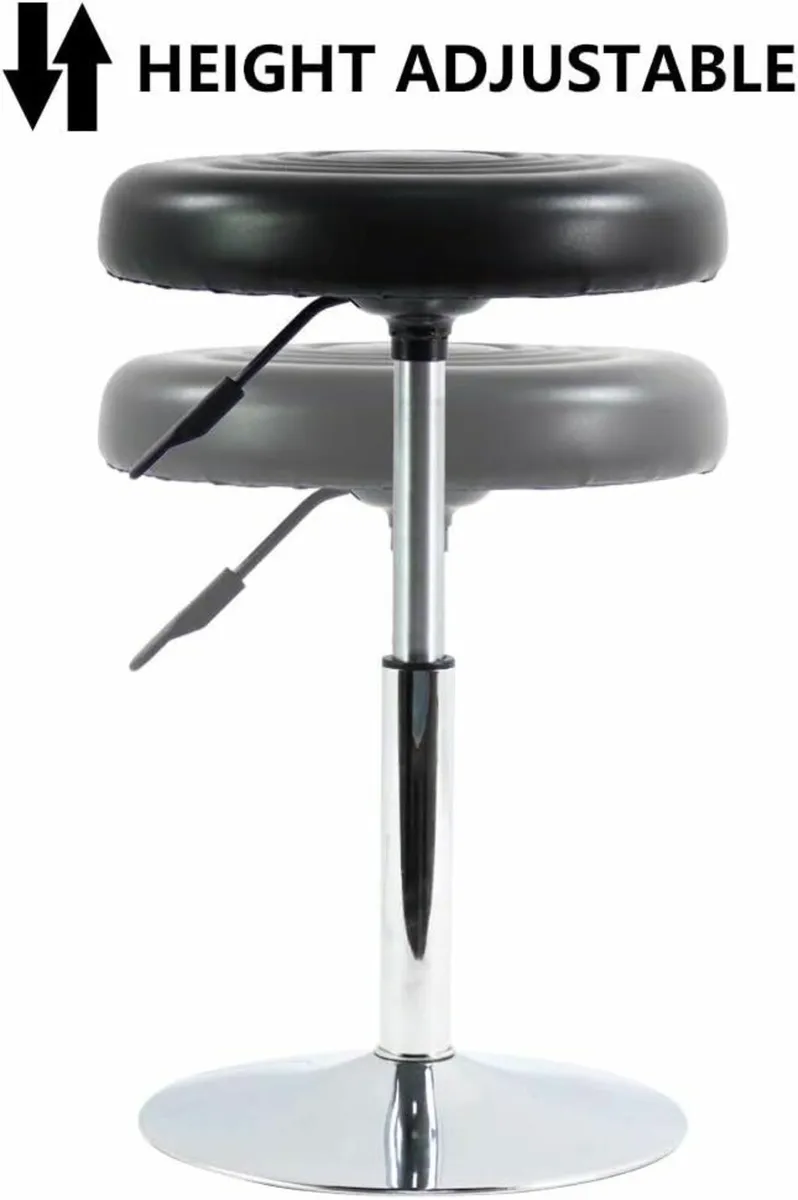 PU Leather Stool Black 33.8D x 33.8W x 38.6H - Image 4