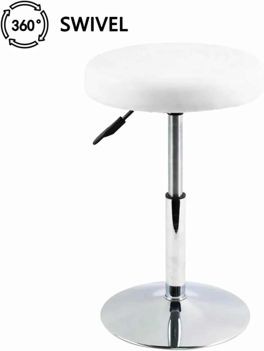 Round Swivel  Stool White 33.8D x 33.8W x 38.6H - Image 2