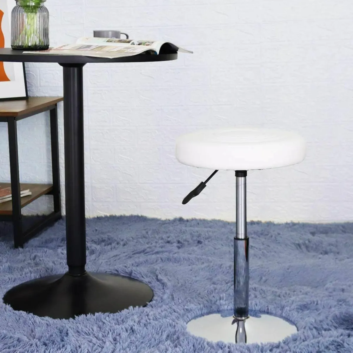 Round Swivel  Stool White 33.8D x 33.8W x 38.6H - Image 4