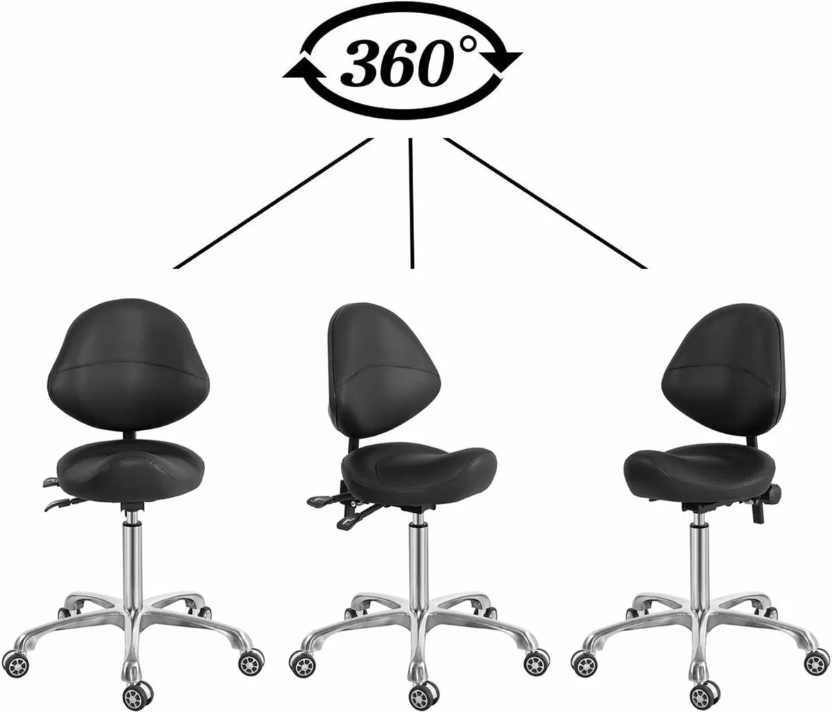 Saddle Stool Chair Black 39D x 37W x 57H - Image 3