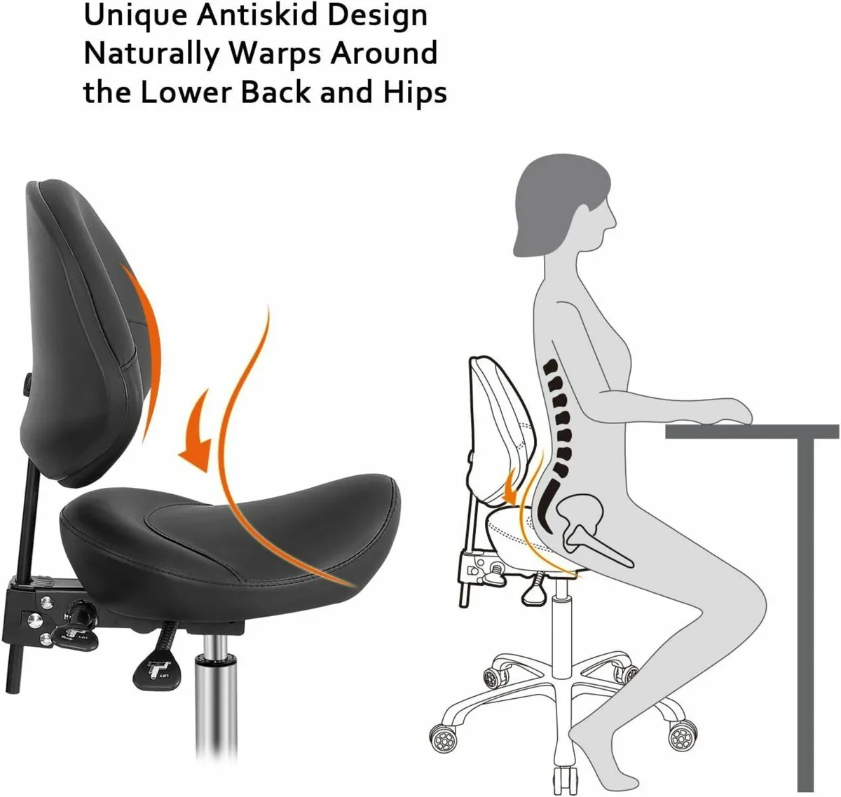 Saddle Stool Chair Black 39D x 37W x 57H - Image 4