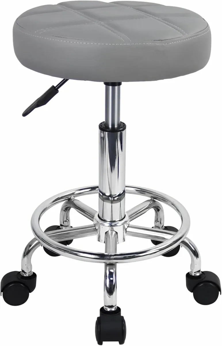 Round Rolling Stool Gray 35D x 35W x 49H - Image 1