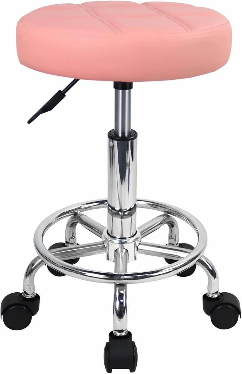 Round Rolling Stool Pink 35D x 35W x 49H - Image 1