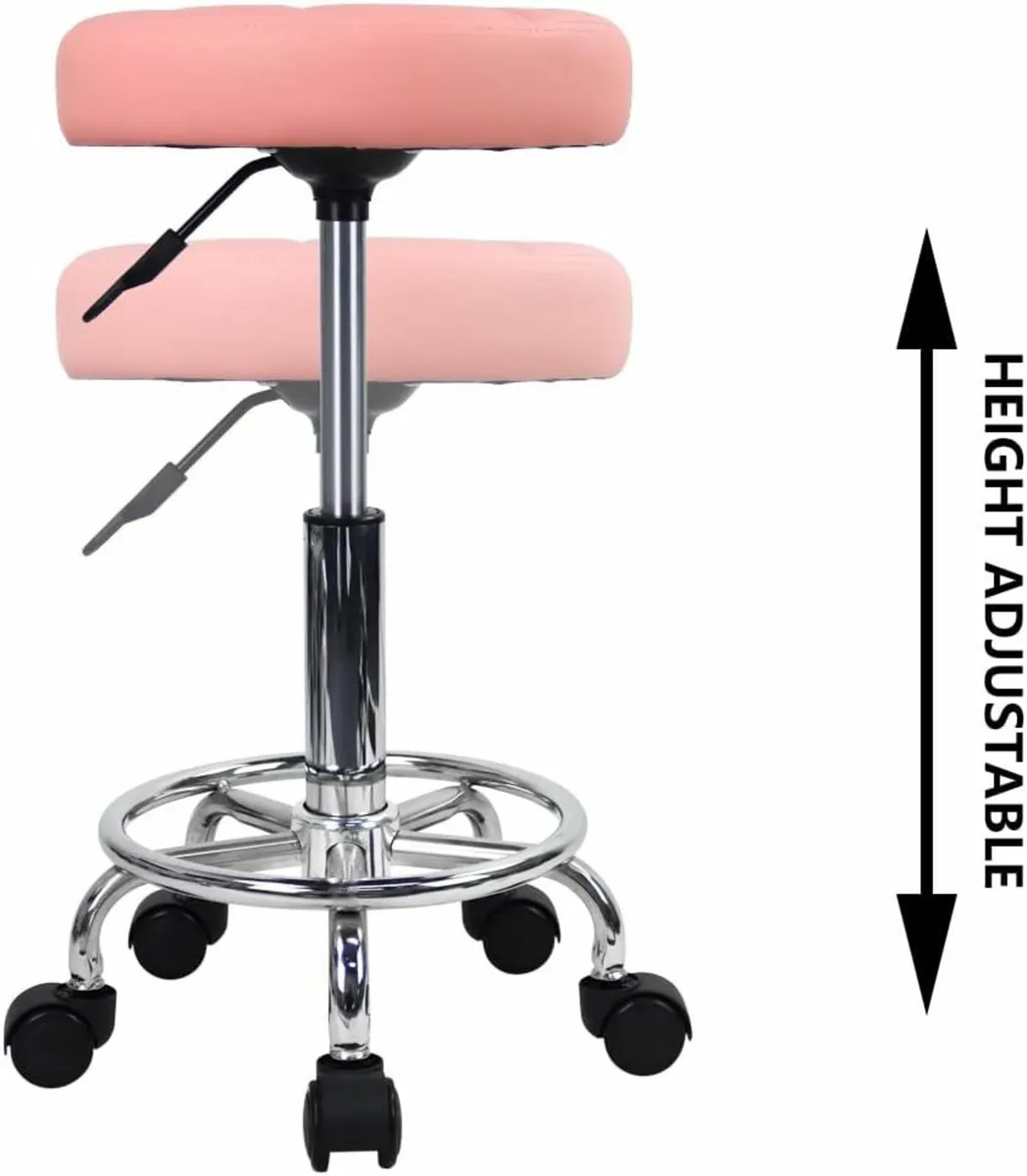 Round Rolling Stool Pink 35D x 35W x 49H - Image 3