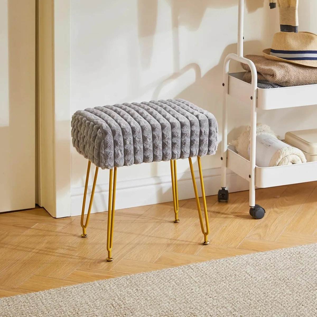 Rectangular Footrest Stool Grey 41D x 30W x 45H - Image 3