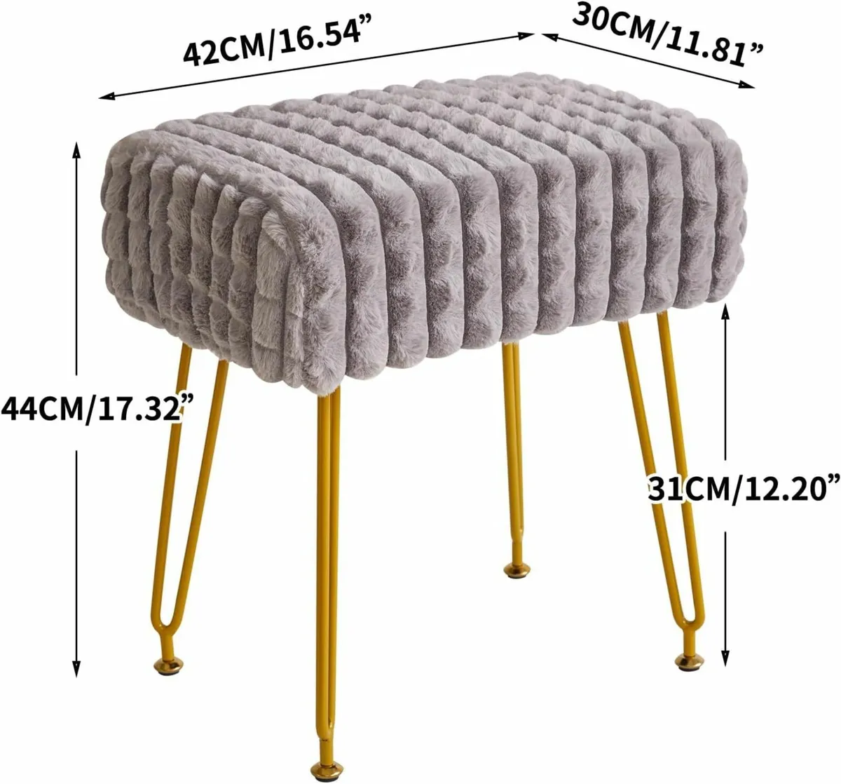 Rectangular Footrest Stool Grey 41D x 30W x 45H - Image 4