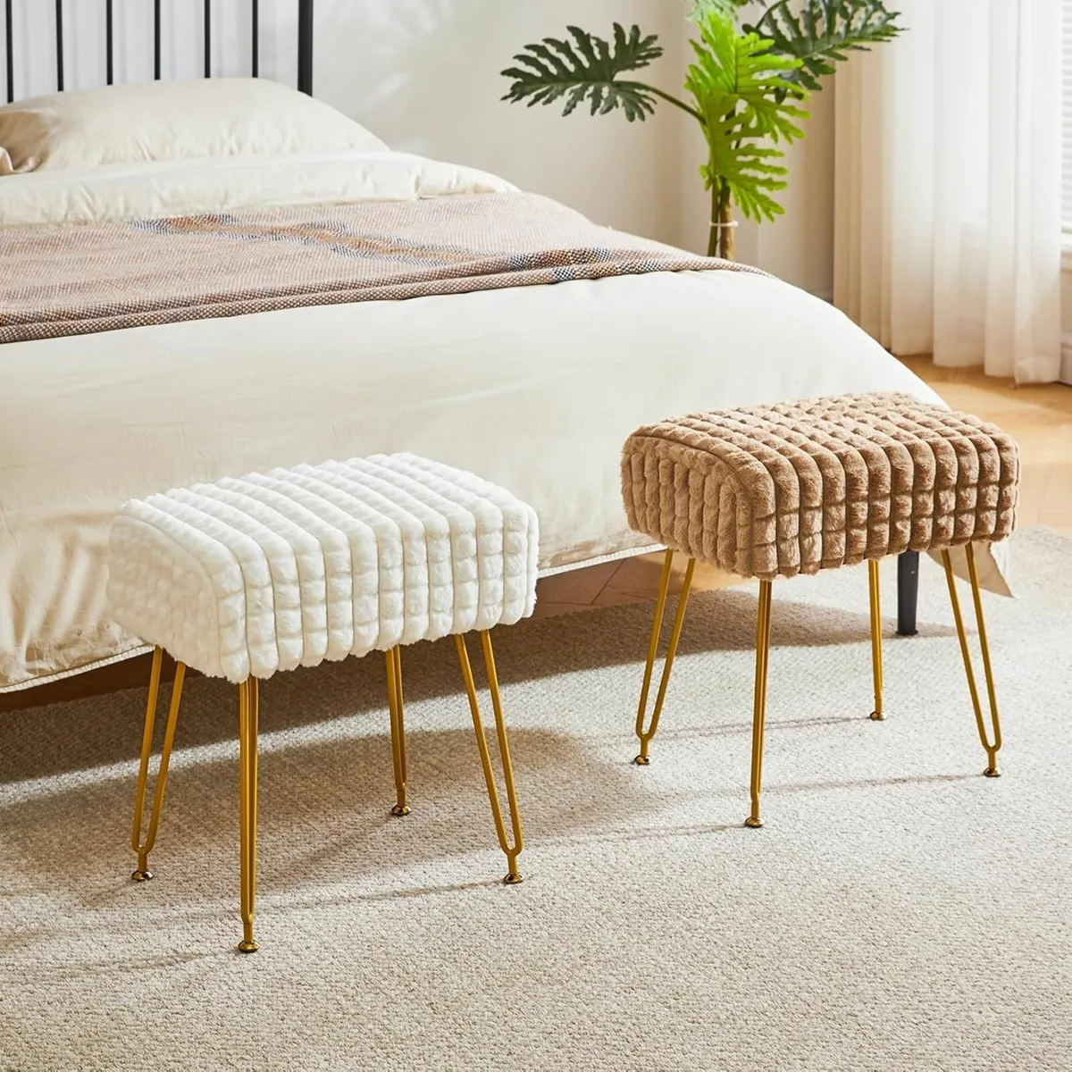 Rectangular Footrest Stool Khaki 41D x 30W x 45H - Image 2
