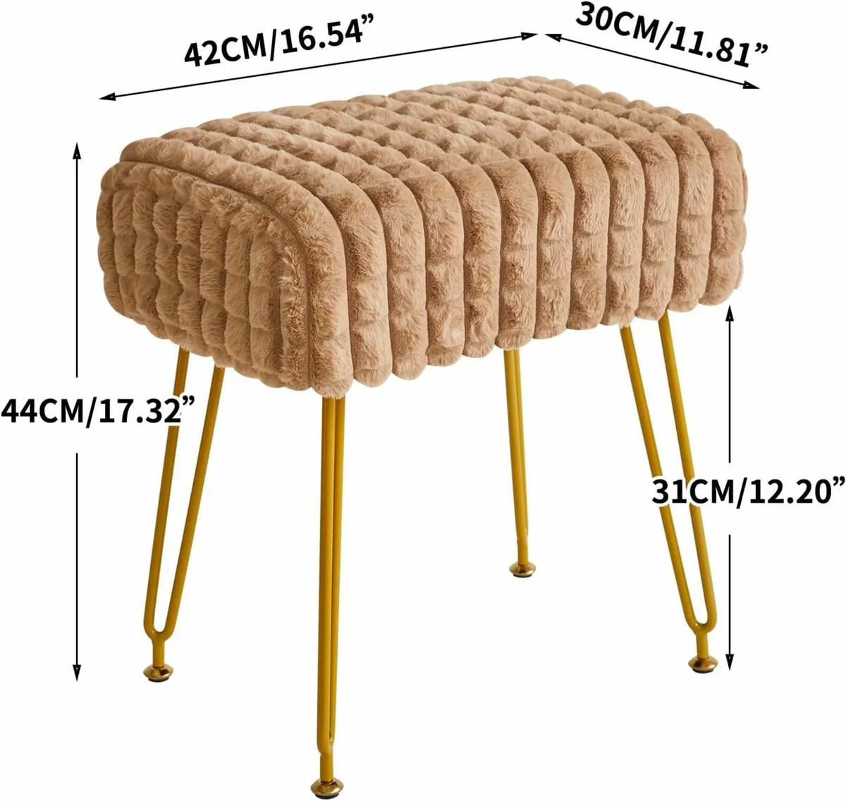 Rectangular Footrest Stool Khaki 41D x 30W x 45H - Image 4
