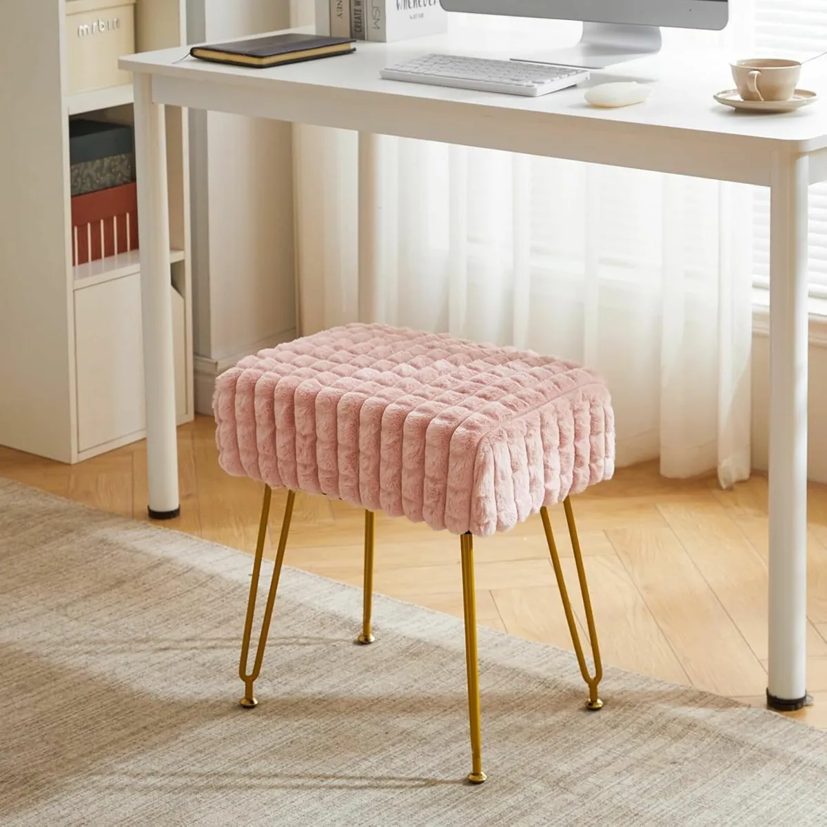Rectangular Footrest Stool Pink 41D x 30W x 45H - Image 3