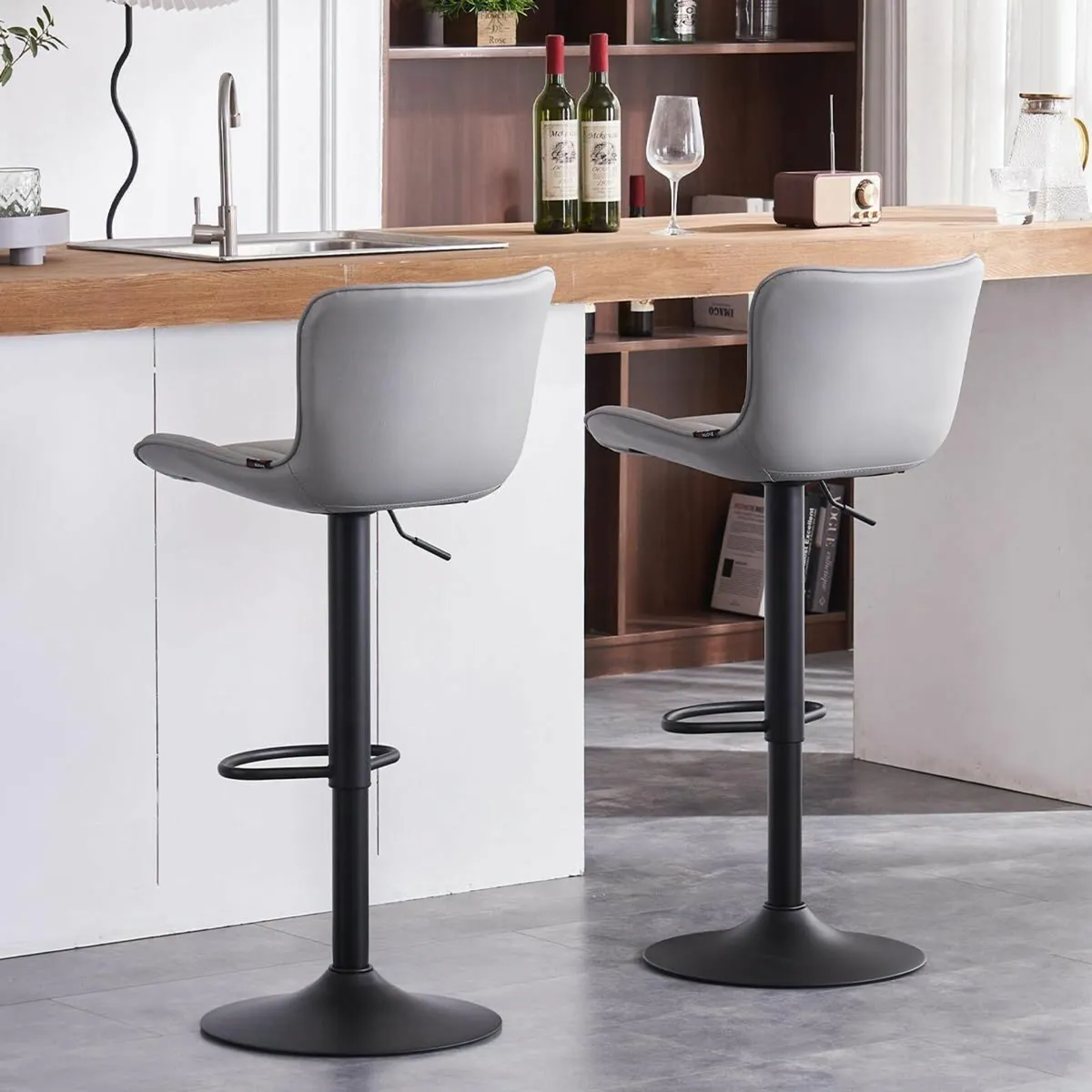 Set of 2 Swivel Barstools Grey 54D x 48W x 107H - Image 3