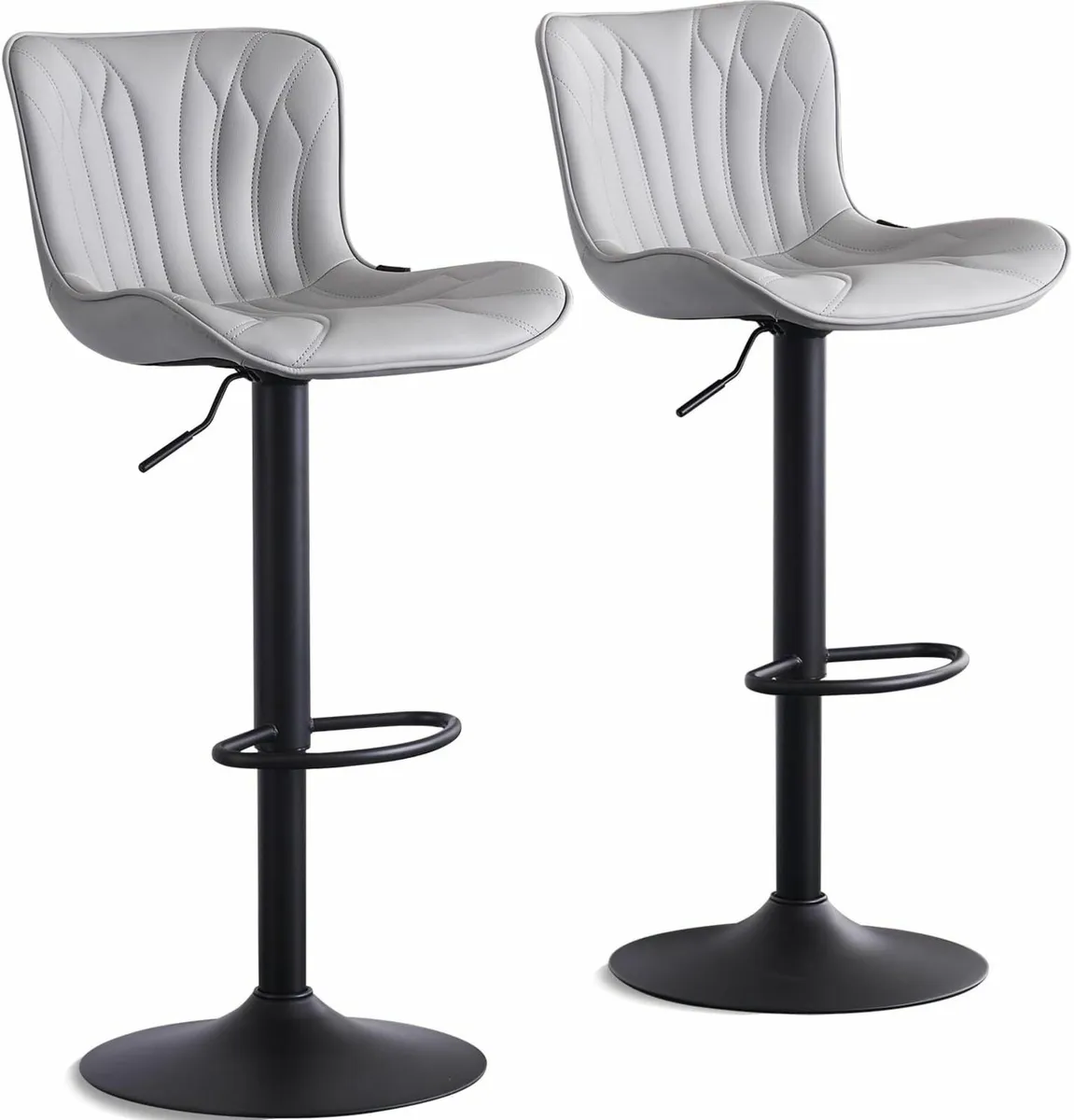 Set of 2 Swivel Barstools Grey 54D x 48W x 107H - Image 1
