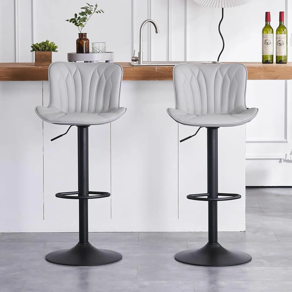 Set of 2 Swivel Barstools Grey 54D x 48W x 107H - Image 2