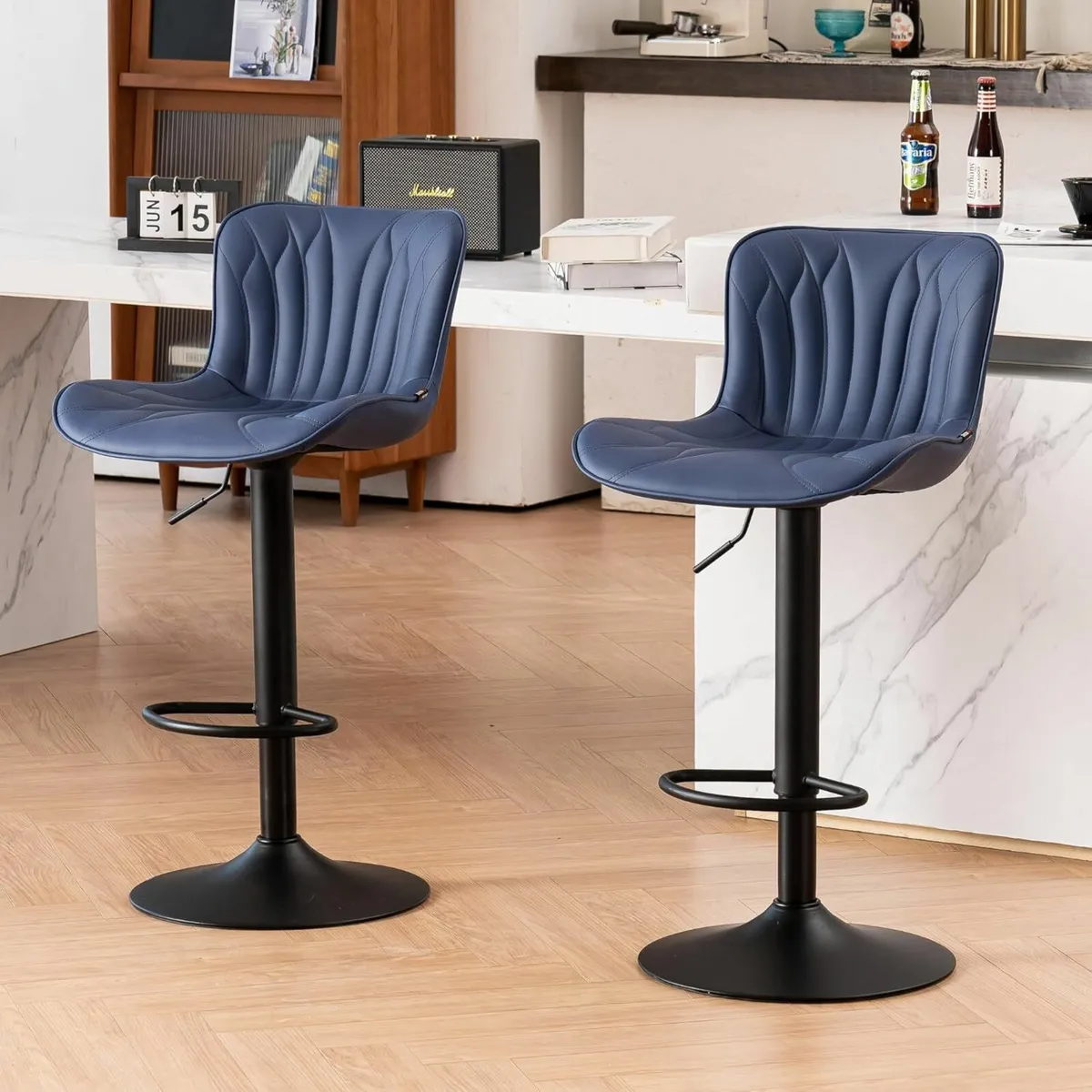 Set of 2 Barstools Swivel Purple 54D x 48W x 107H - Image 3