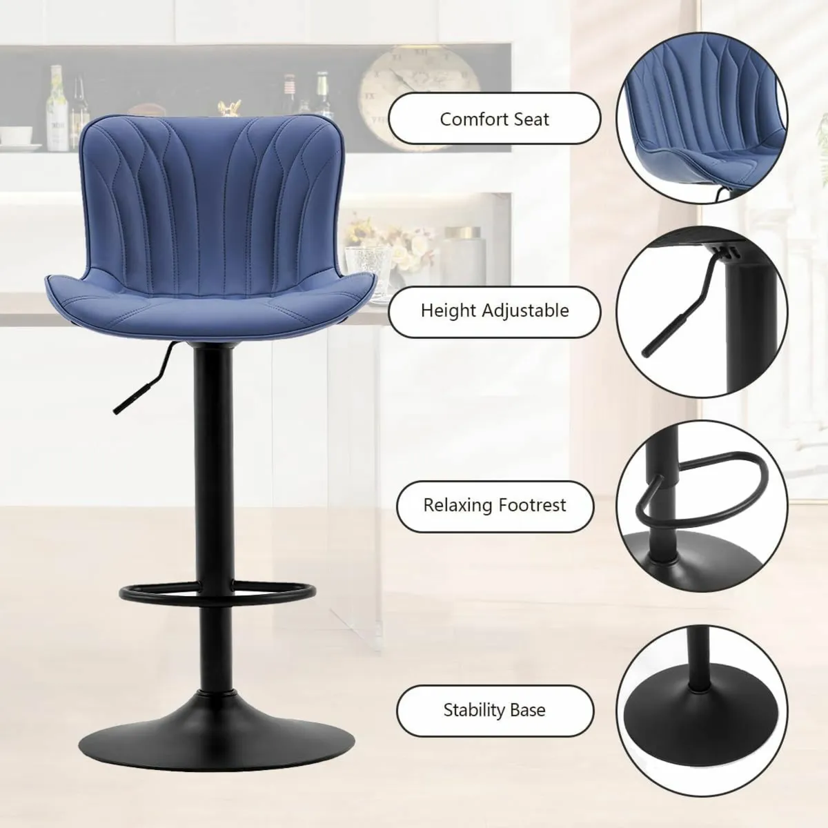 Set of 2 Barstools Swivel Purple 54D x 48W x 107H - Image 4