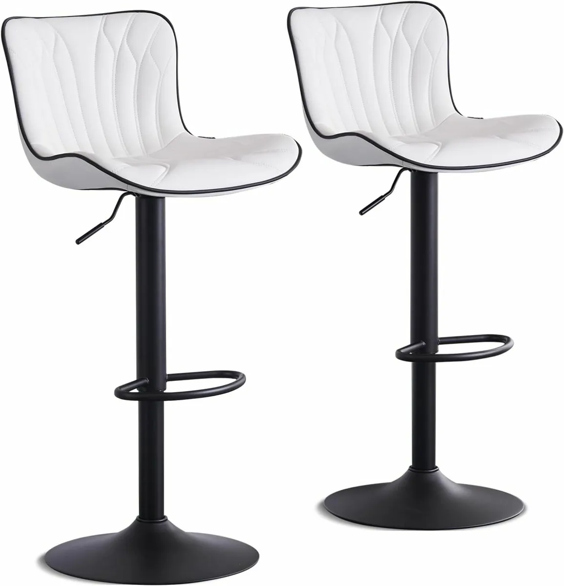 Set of 2 Barstools Swivel White 54D x 48W x 107H - Image 1