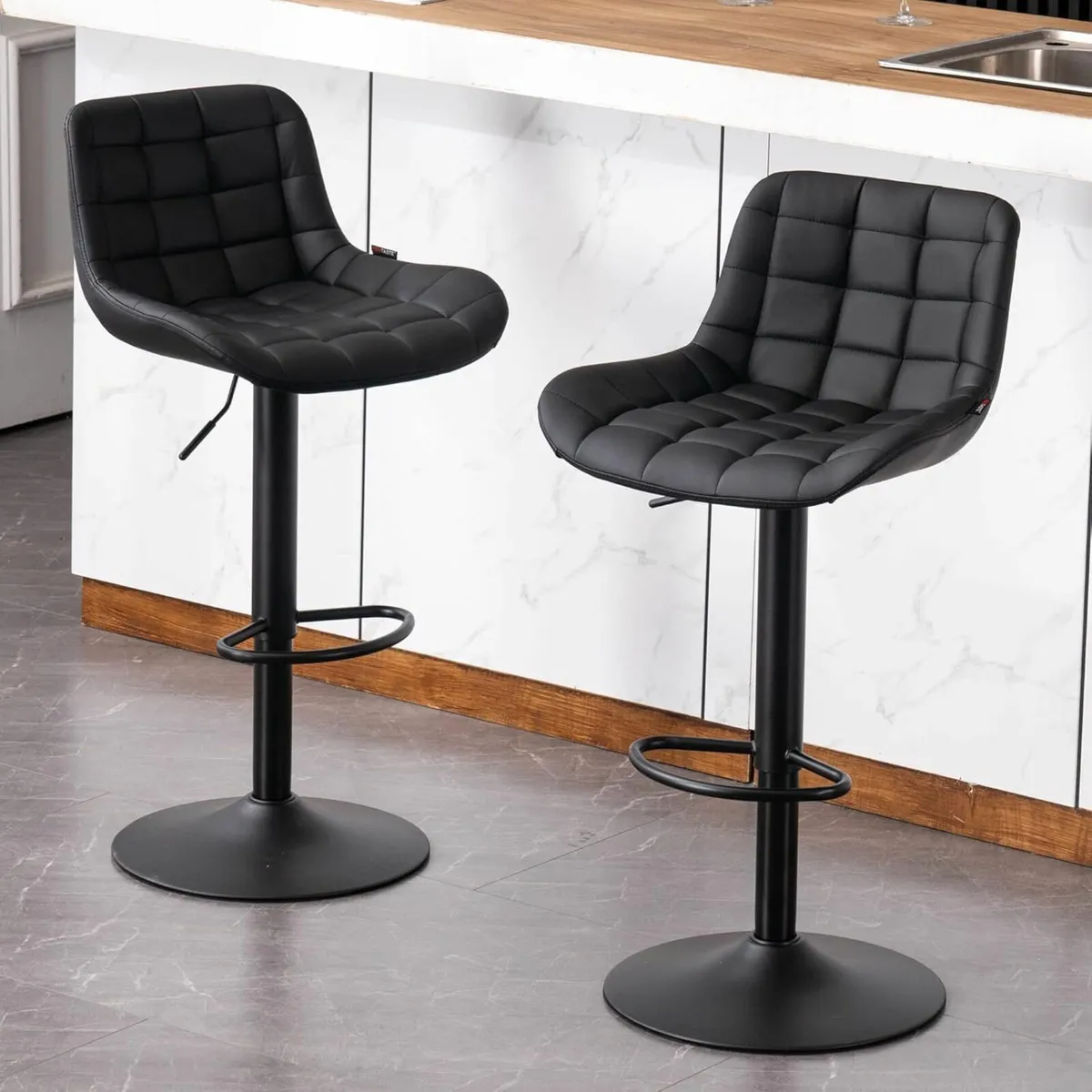 Black Bar Stool Set of 2 50.5D x 48.5W x 80.5H - Image 1