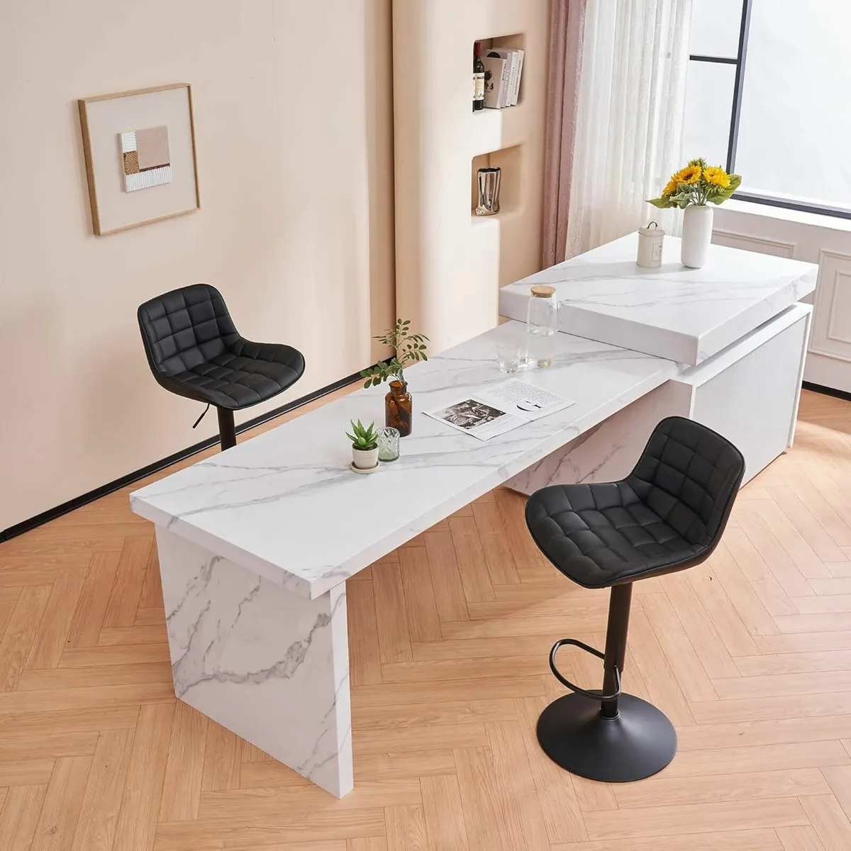 Black Bar Stool Set of 2 50.5D x 48.5W x 80.5H - Image 3