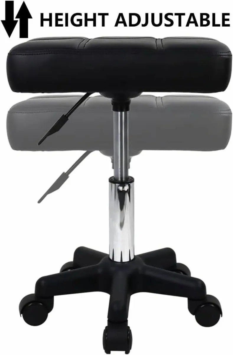 Rectangle Rolling Stool Black 34D x 37.1W x 45H - Image 2