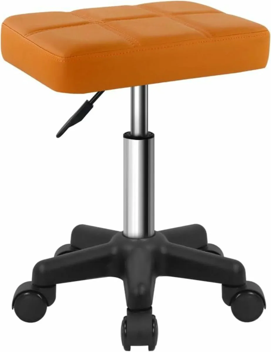 Rolling Swivel Stool Chair Brown 34D x 37.1W x 45H - Image 1