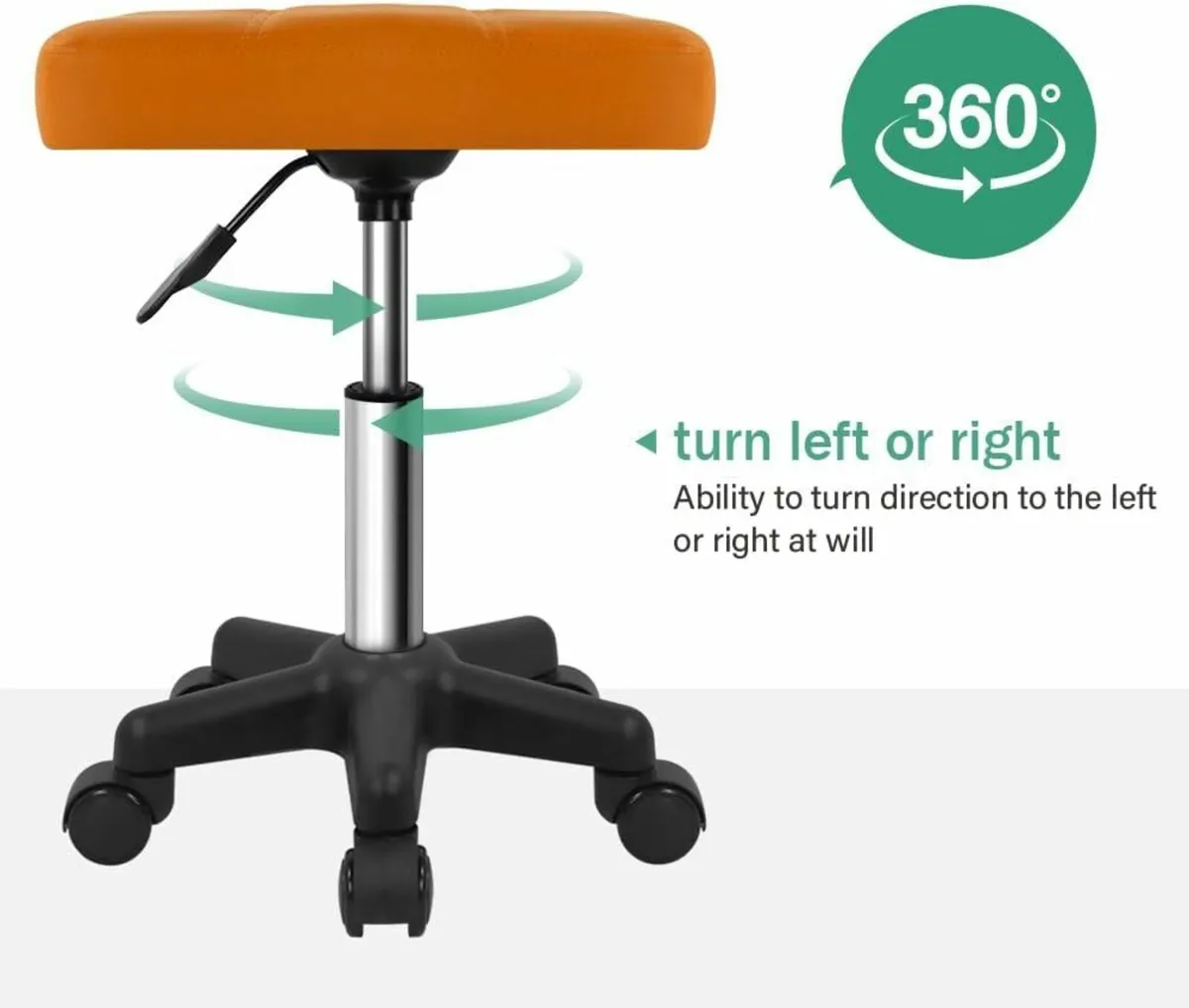 Rolling Swivel Stool Chair Brown 34D x 37.1W x 45H - Image 4