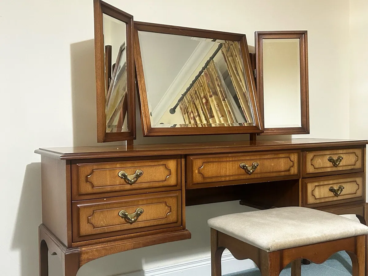 Dressing Table with Mirror and Stool - Image 2