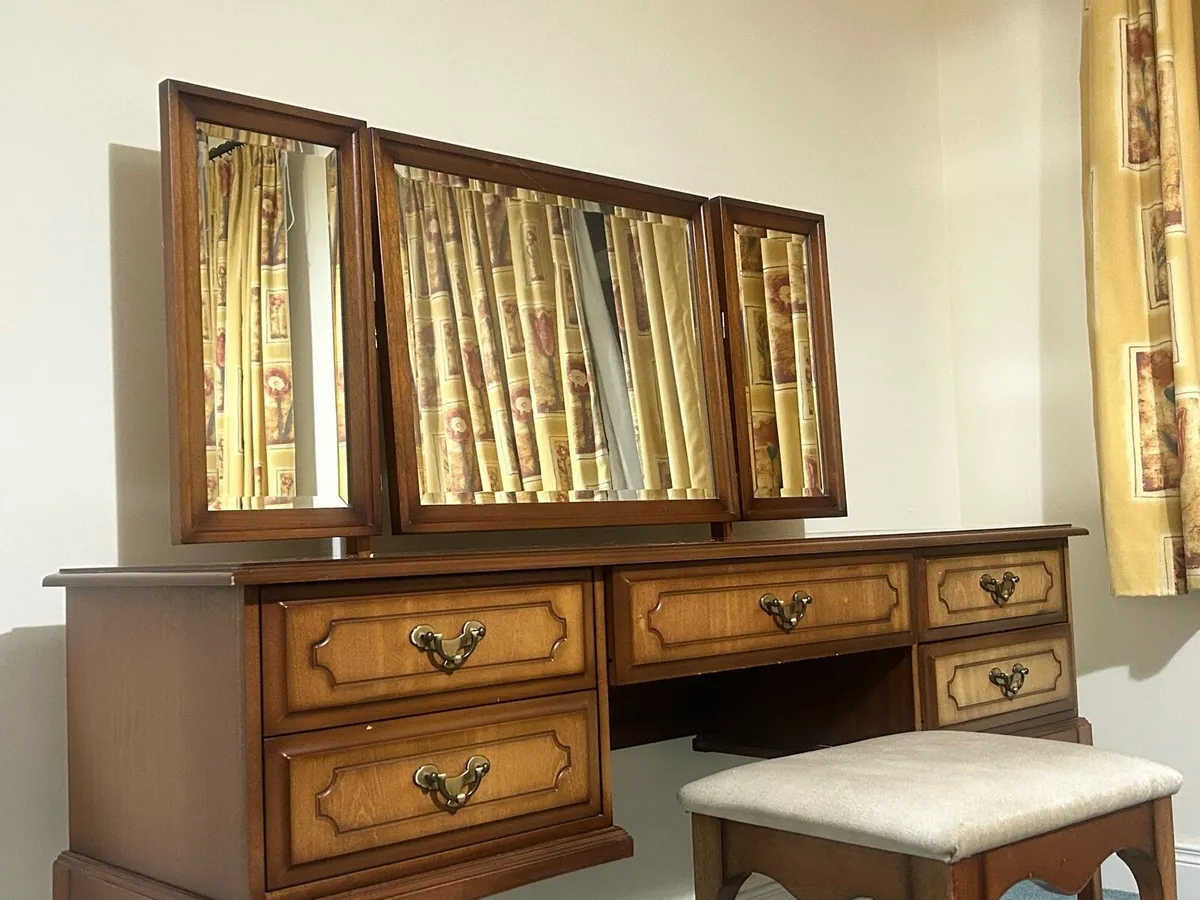 Dressing Table with Mirror and Stool - Image 3