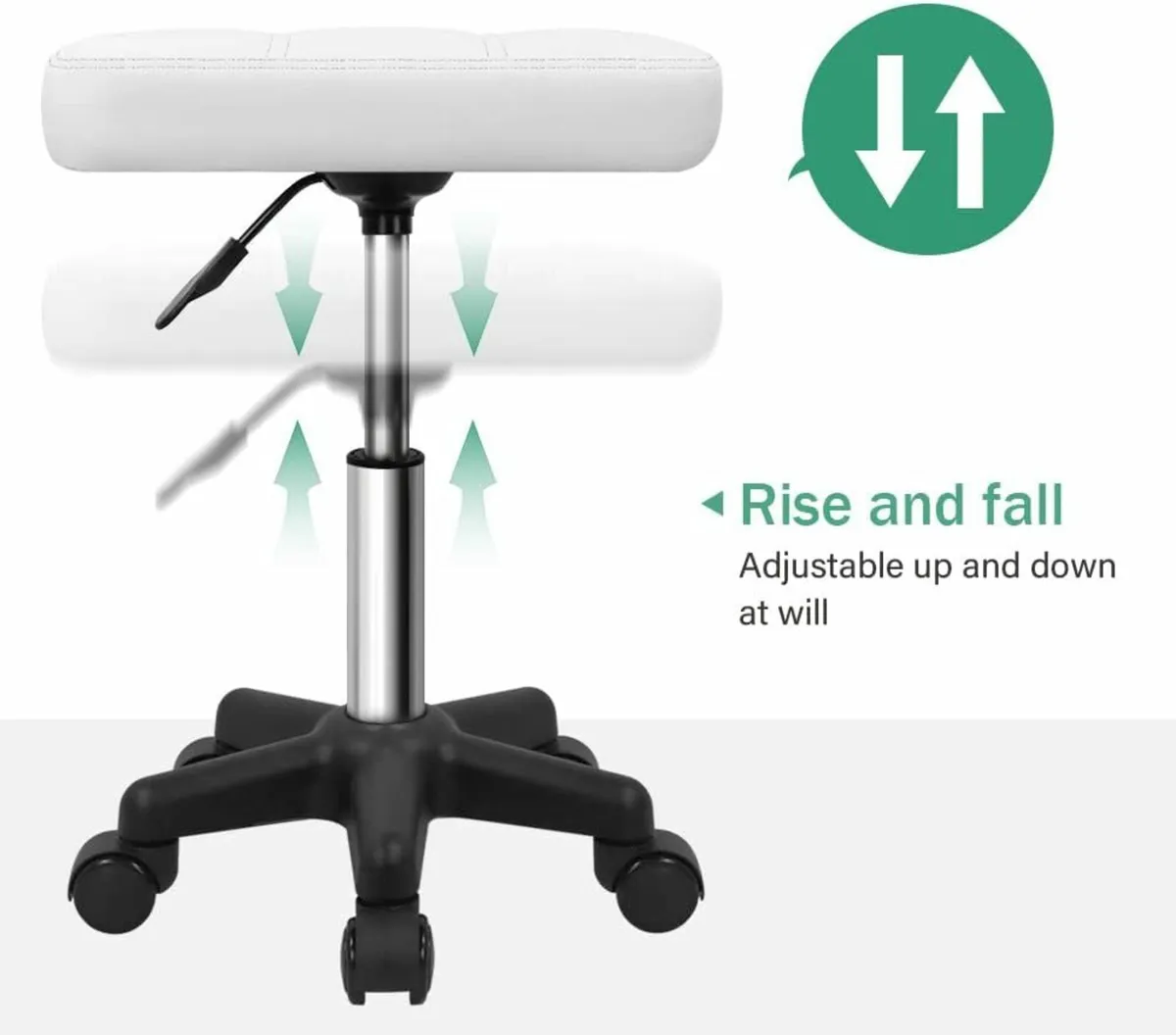 Rolling Stool Swivel Stool White 34D x 37.1W x 45H - Image 2
