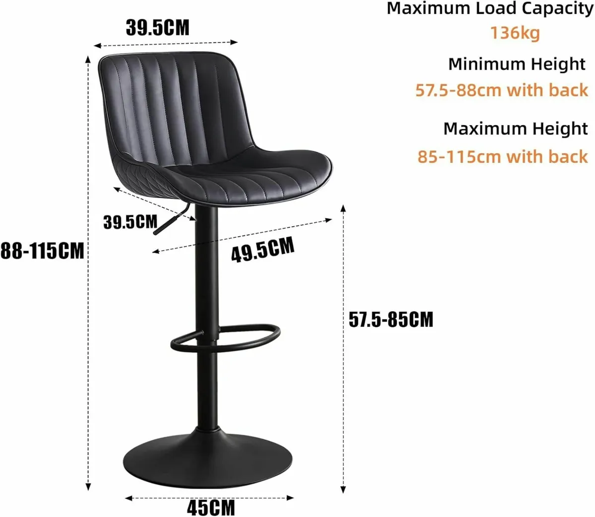 Set of 2 Counter Barstools 40D x 49.5W x 85H - Image 2