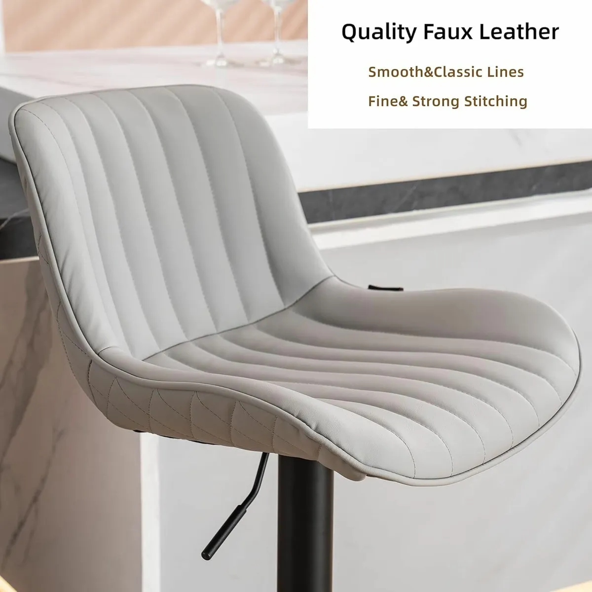 Set of 2 Grey 360° Swivel Bar Chair 40Dx49.5Wx85H - Image 2