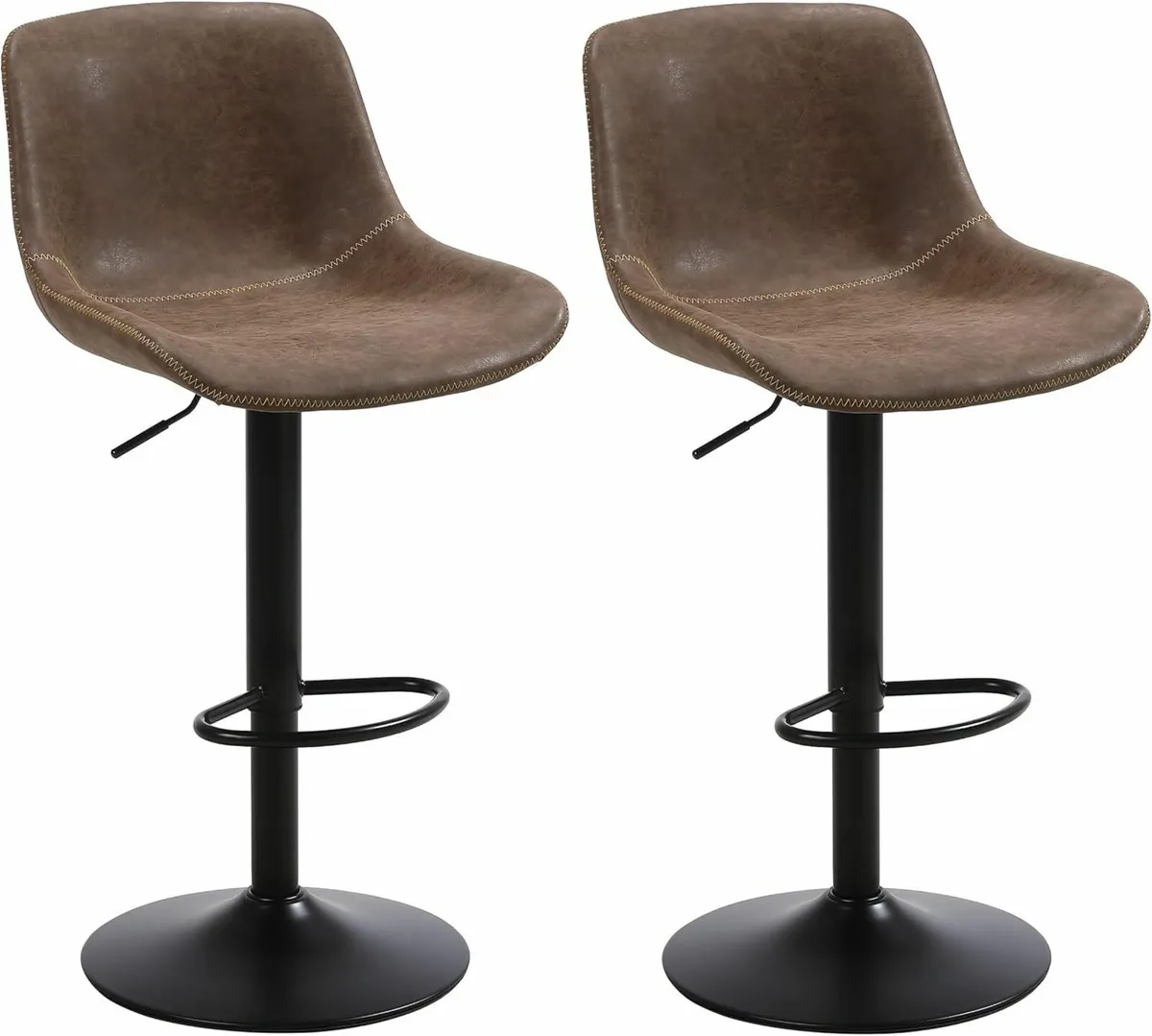 Bar Stools Set of 2 Swivel Brown 38D x 48W x 111H - Image 1